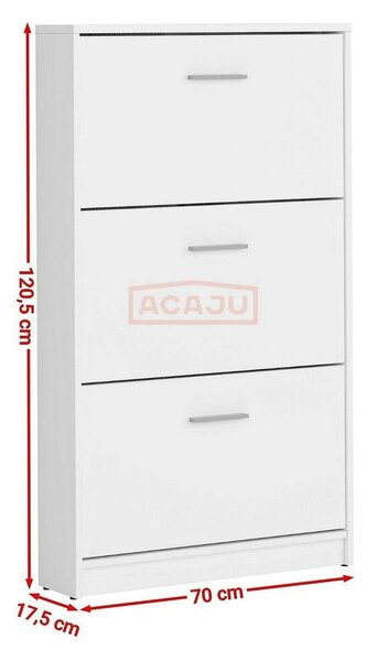 Pantofar NEPO PLUS, alb, PAL laminat, 70x18x121 cm