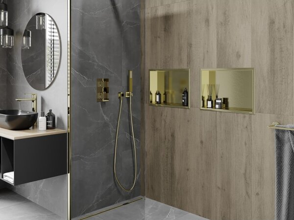 Mexen X-Wall-R, raft de perete cu guler 45 x 30 cm, auriu lucios, 1950453010