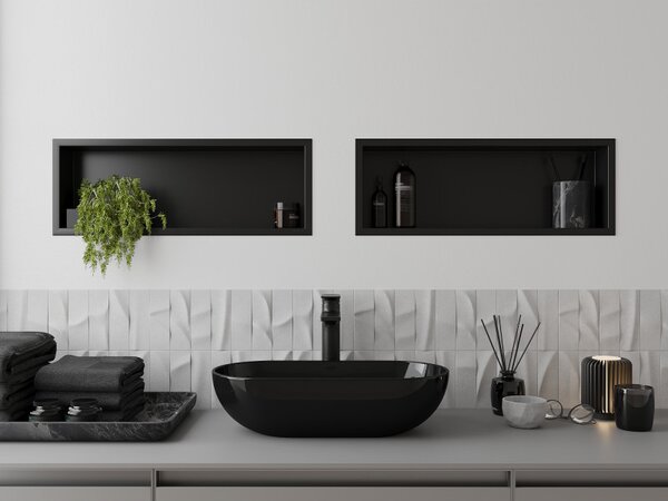 Mexen X-Wall-R, raft de perete cu guler 60 x 20 cm, negru mat, 1970602010