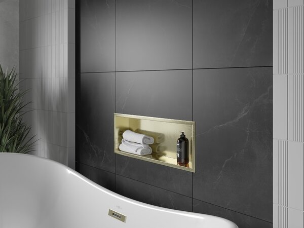 Mexen X-Wall-R, raft de perete incorporat cu guler 60 x 20 cm, auriu lucios, 1950602010