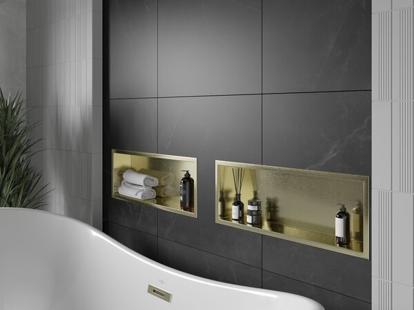 Mexen X-Wall-R, raft de perete incorporat cu guler 60 x 20 cm, auriu lucios, 1950602010
