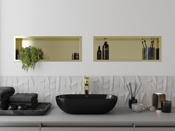 Mexen X-Wall-R, raft de perete incorporat cu guler 60 x 20 cm, auriu lucios, 1950602010