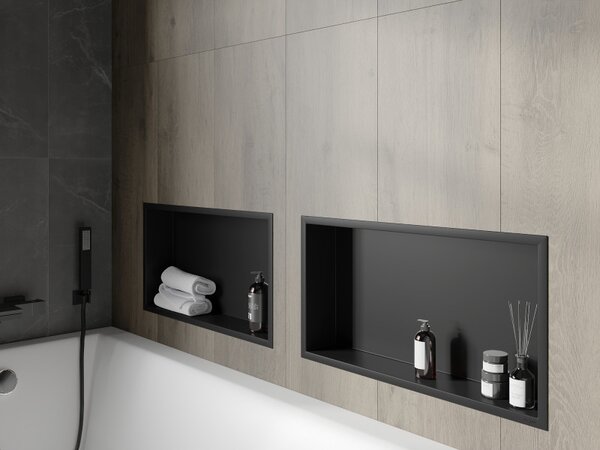 Mexen X-Wall-R, raft de perete cu guler 60 x 30 cm, negru mat, 1970603010