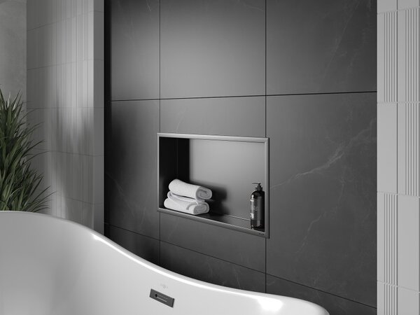 Mexen X-Wall-R, raft de perete cu guler 60 x 30 cm, negru mat, 1970603010