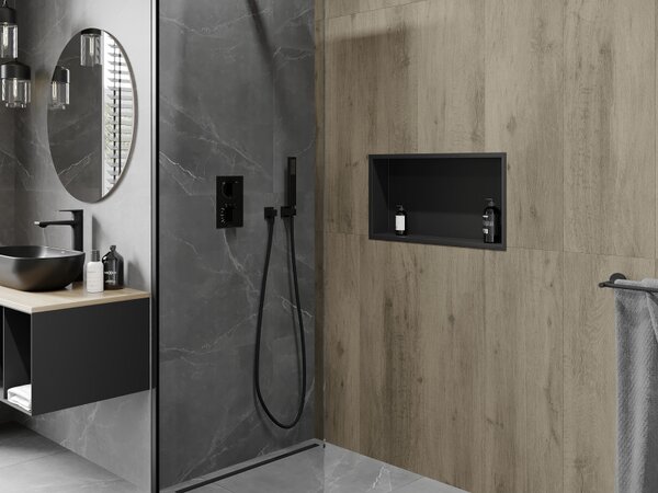 Mexen X-Wall-R, raft de perete cu guler 60 x 30 cm, negru mat, 1970603010