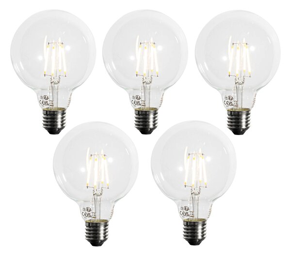 Set de 5 becuri LED E27 dimabile G95 5W 450 lm 3000K