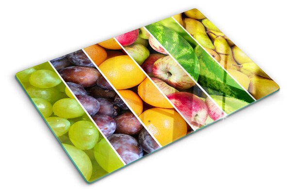 Tocător din sticlă Fructe în culorile curcubeului