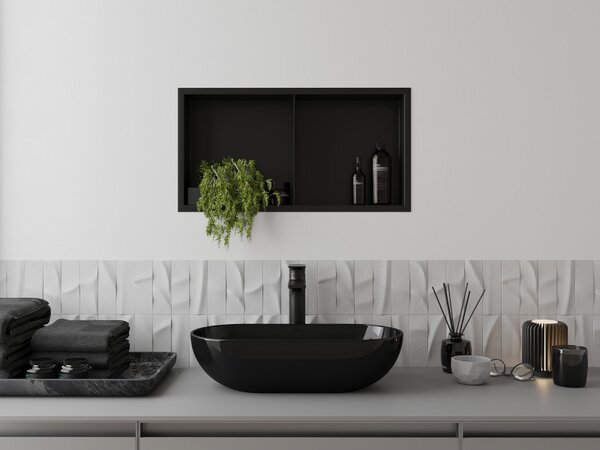 Mexen X-Wall-R, raft de perete cu guler 60 x 30 cm, negru mat, 1970603010S