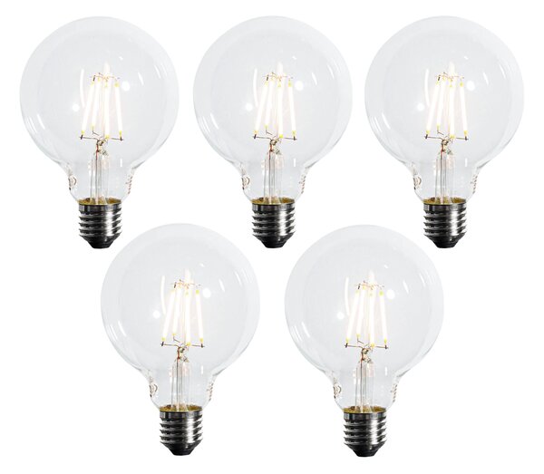 Set de 5 becuri LED E27 dimabile G95 5W 450lm 2700K