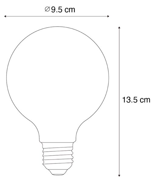 Set 5 becuri Bec cu filament spirală LED E27 reglabil G95 4W 270lm 2700K