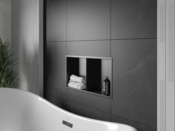 Mexen X-Wall-R, raft de perete cu guler 60 x 30 cm, negru mat, 1970603010S