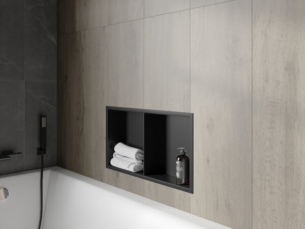 Mexen X-Wall-R, raft de perete cu guler 60 x 30 cm, negru mat, 1970603010S