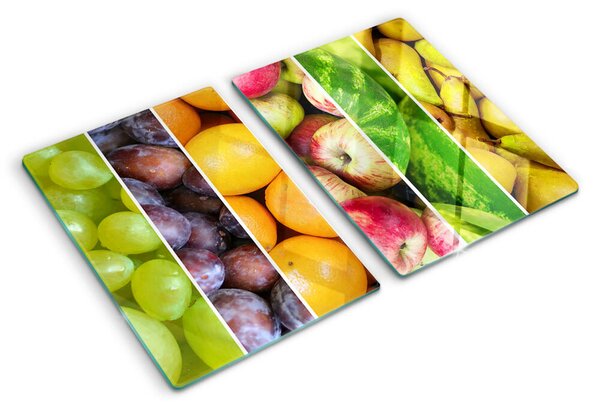 Tocător din sticlă Fructe în culorile curcubeului