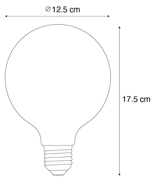 Set de 5 becuri LED E27 dimabile cu filament spiralat auriu G125 4W 270 lm 2200K