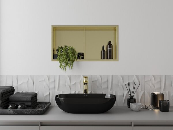 Mexen X-Wall-R, raft de perete cu guler 60 x 30 cm, auriu lucios, 1950603010S