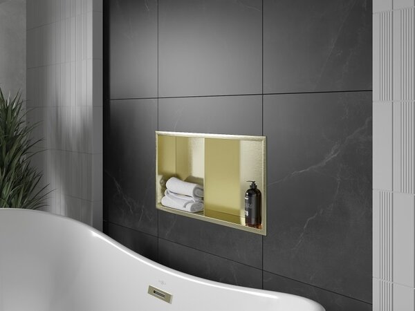 Mexen X-Wall-R, raft de perete cu guler 60 x 30 cm, auriu lucios, 1950603010S