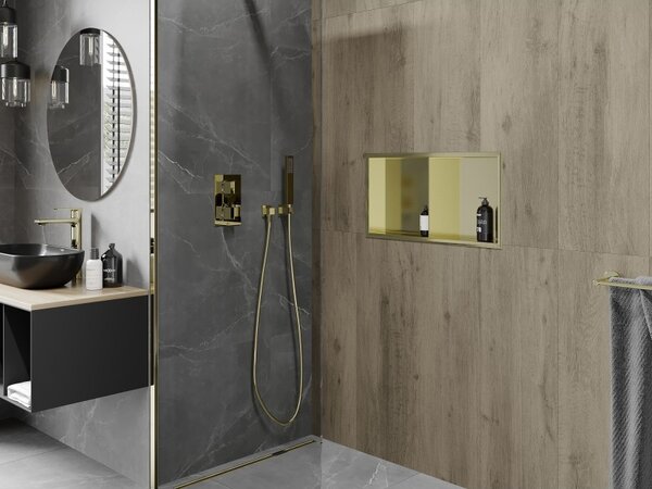 Mexen X-Wall-R, raft de perete cu guler 60 x 30 cm, auriu lucios, 1950603010S