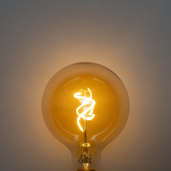 Set de 5 becuri LED cu filament spiralat, dimabile, aurii, E27 G125 4W 270LM 2700K