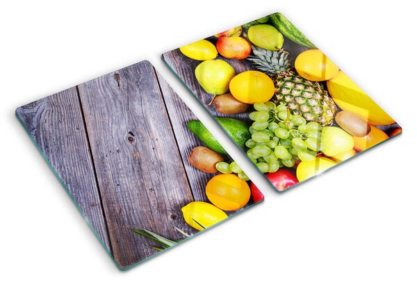 Tocător sticlă Fructe pe un fundal de lemn
