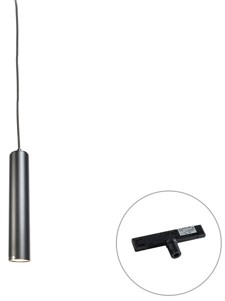 Lampă suspendată de design neagră cu adaptor de șină inclus monofazat - Slimline Tuba Small