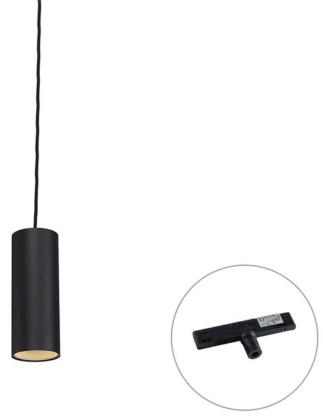 Lampă suspendată de designer neagră, inclusiv adaptor pentru șină monofazată - Slimline Tubo