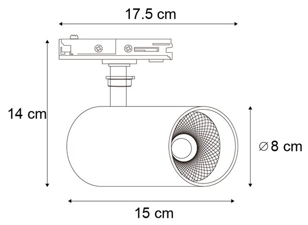 Spot modern alb pentru sistem de iluminat pe șină monofazat, inclusiv LED - Iconic Mark