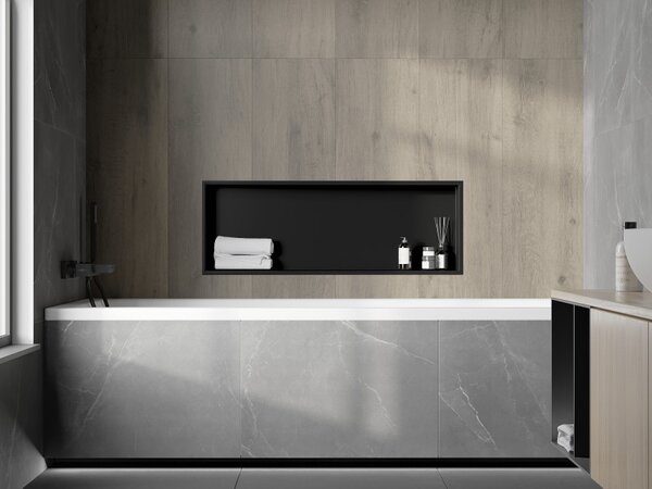 Mexen X-Wall-R, raft de perete incorporat cu guler 90 x 30 cm, negru mat, 1970903010