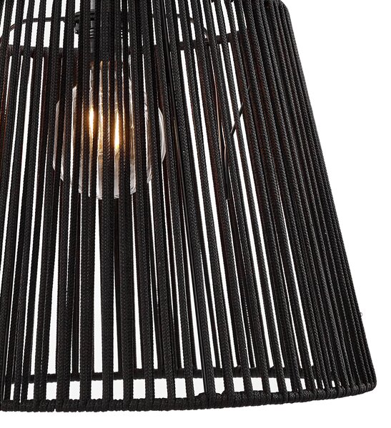 Lampa suspendată de exterior neagră cu abajur din frânghie neagră IP44 - Cava Jayla