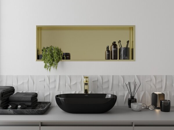 Mexen X-Wall-R, raft de perete cu guler 90 x 30 cm, auriu lucios, 1950903010