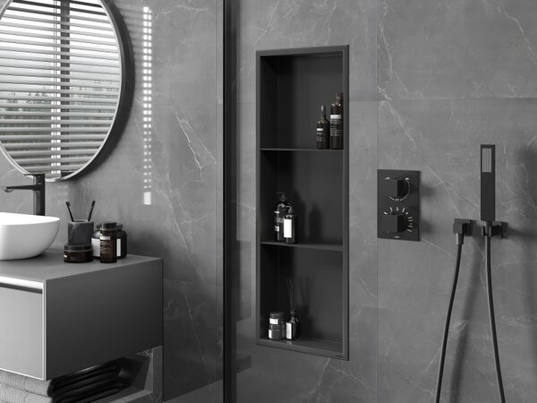 Mexen X-Wall-R, raft de perete cu guler 90 x 30 cm, negru mat, 1970903010S