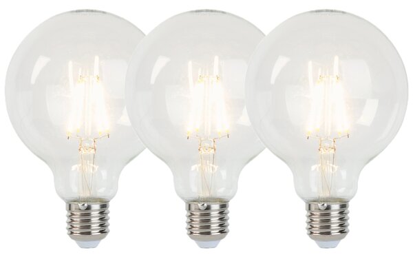 Set de 3 becuri LED cu dimmer E27 G95 5W 470lm 2700K