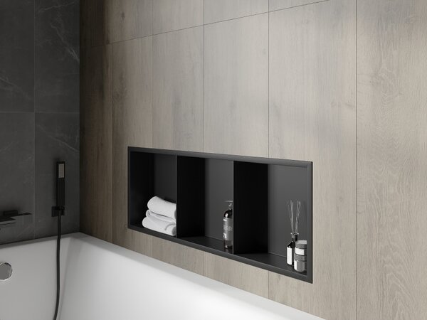 Mexen X-Wall-R, raft de perete cu guler 90 x 30 cm, negru mat, 1970903010S