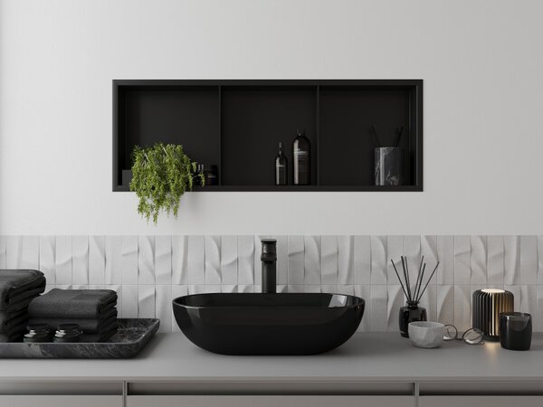 Mexen X-Wall-R, raft de perete cu guler 90 x 30 cm, negru mat, 1970903010S