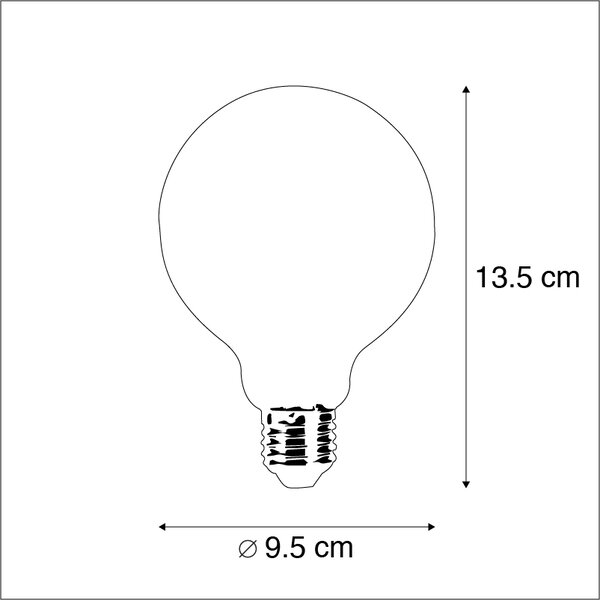 Set de 3 becuri LED cu dimmer E27 G95 5W 470lm 2700K