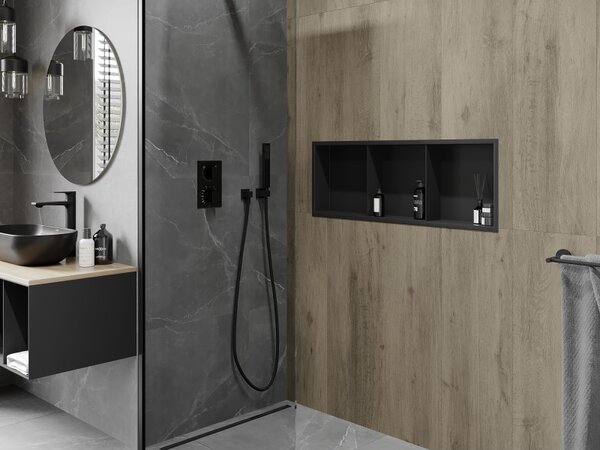 Mexen X-Wall-R, raft de perete cu guler 90 x 30 cm, negru mat, 1970903010S