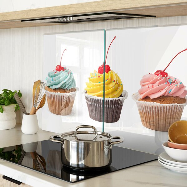 Tocător din sticlă Cupcake cu frișcă și cireșe