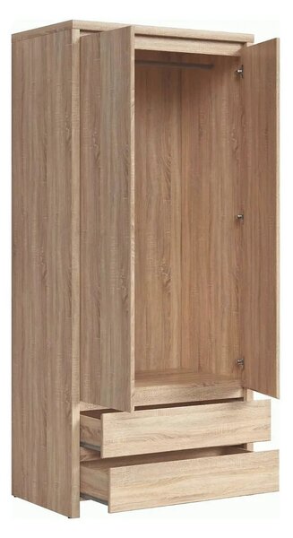 Dulap KASPIAN, stejar sonoma, PAL, cu 2 usi si 2 sertare, 90x56x201 cm