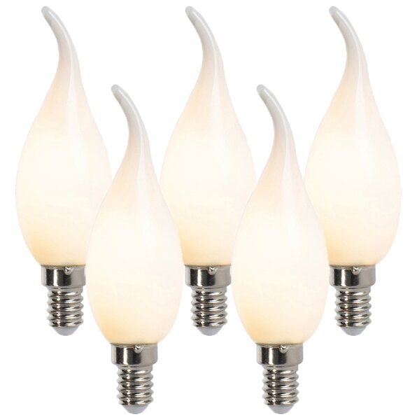 Set de 5 becuri cu filament LED E14 reglabile cu luminozitate F35 mat 3W