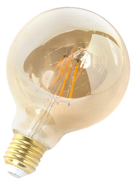 Set de 5 becuri LED cu filament E27 reglabile G95 auriu 5W 380lm 2200K