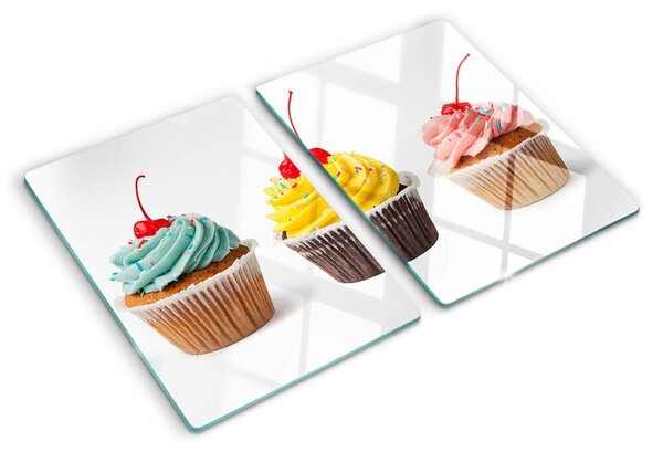 Tocător din sticlă Cupcake cu frișcă și cireșe