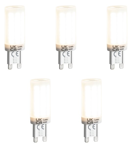 Set de 5 becuri LED G9 reglabile în 3 trepte, opal, 4,5W, 500lm, 4000K