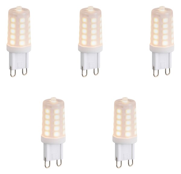 Set de 5 becuri LED G9 reglabile cu intensitate luminoasă, opal, 1.2W, 100lm, 2200K