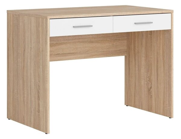 Birou NEPO PLUS, stejar sonoma/alb, PAL laminat, cu 2 sertare, 100x59x