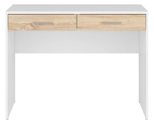 Birou Nepo Plus, alb/stejar, PAL laminat, 100x59x76 cm