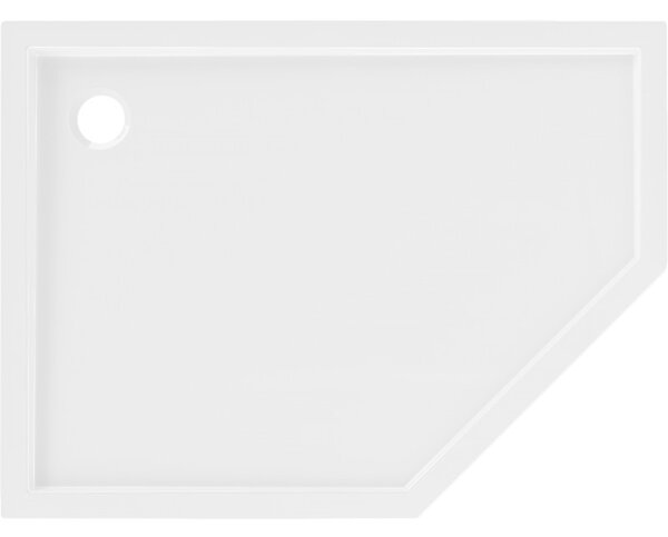 Cădiță de duș Mexen Flow Slim, pentagonală, stânga, 90 x 80 cm, alb lucios, 46P108090L