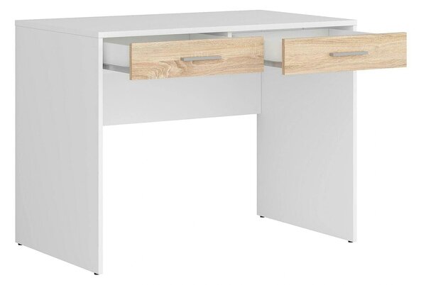 Birou Nepo Plus, alb/stejar, PAL laminat, 100x59x76 cm