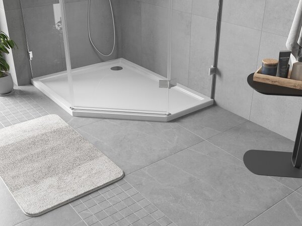 Cădiță de duș Mexen Flow Slim, pentagonală, stânga, 90 x 80 cm, alb lucios, 46P108090L