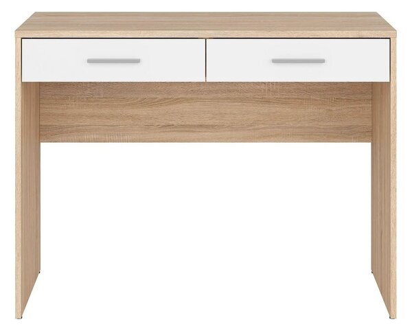 Birou NEPO PLUS, stejar sonoma/alb, PAL laminat, cu 2 sertare, 100x59x
