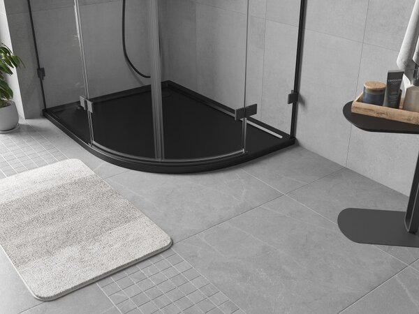 Mexen Flow, cădiță de duș asimetrică, slim, cu un sfert de cerc, stânga 90 x 80 cm, negru mat, 46Q708090L