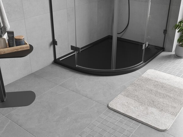Mexen Flow, cădiță de duș asimetrică, tip sfert de cerc, subțire, dreapta 90 x 80 cm, negru mat - 46Q708090R